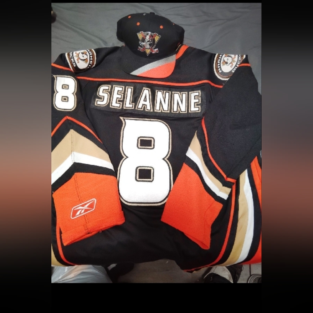 Reebok Black Anaheim Ducks Selanne Jersey